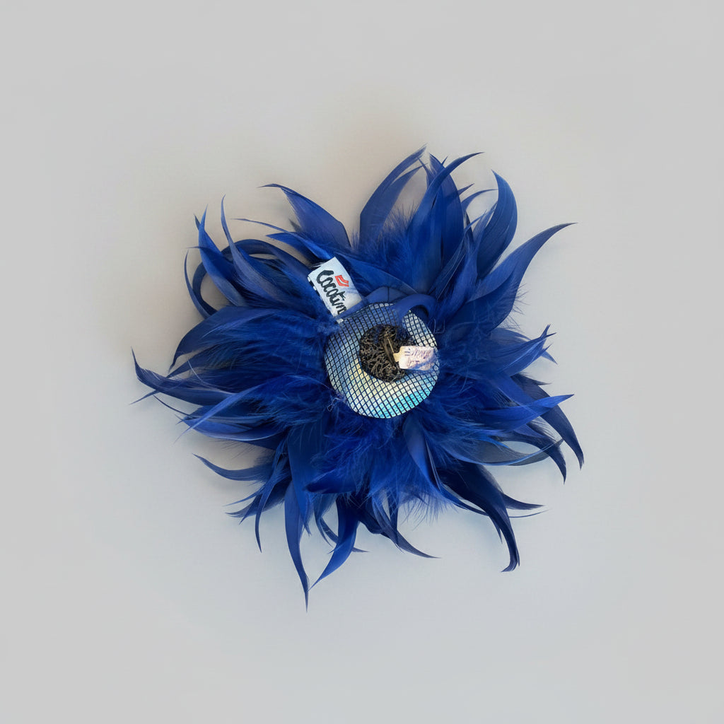Spilla in piume vere - blu