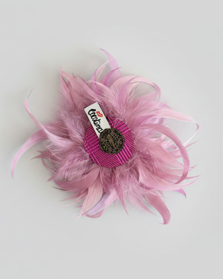 Spilla in piume vere - Rosa