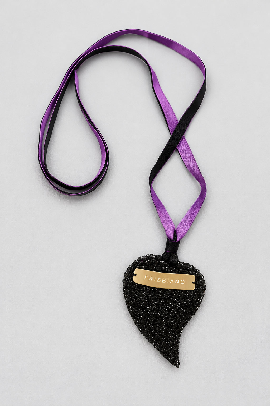 Collana cuore sacro tessuto (laccetto viola