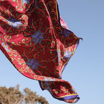 Silk scarf 'Cards' line - Jester at court