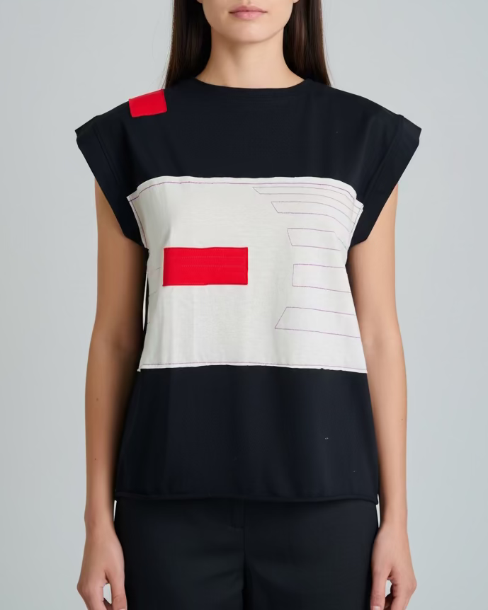 Maglia canotta Z1 - riga rossa/riquadro bianco