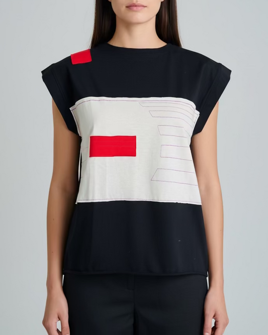 Maglia canotta Z1 - riga rossa/riquadro bianco
