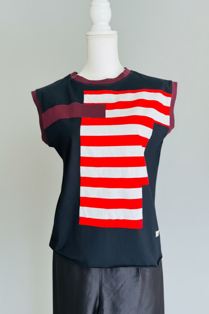 Maglia canotta Z1 righe rosse/bianche