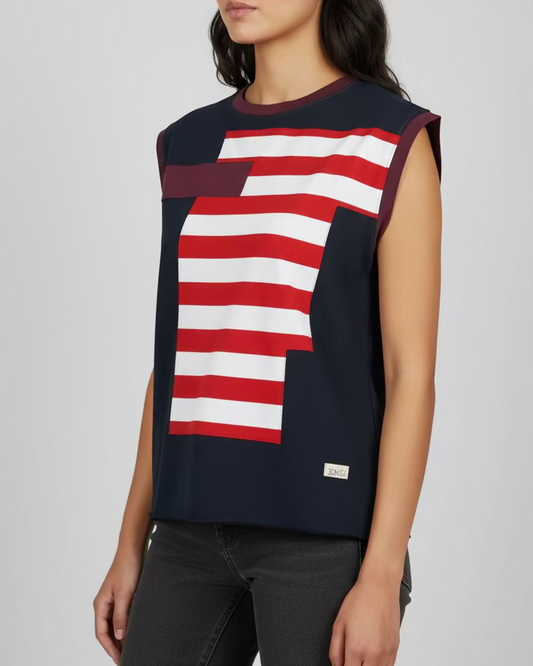 Maglia canotta Z1 righe rosse/bianche