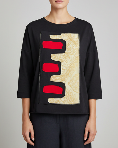 Maglia manica 3/4 (Z2)- disegno astratto damasco