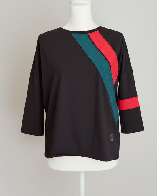 Maglia manica 3/4 (Z2)- righe verdi e rosse