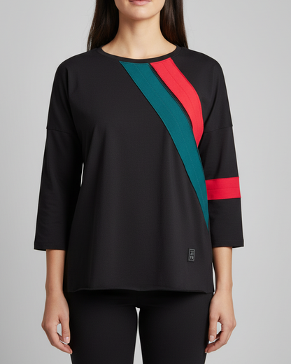 Maglia manica 3/4 (Z2)- righe verdi e rosse