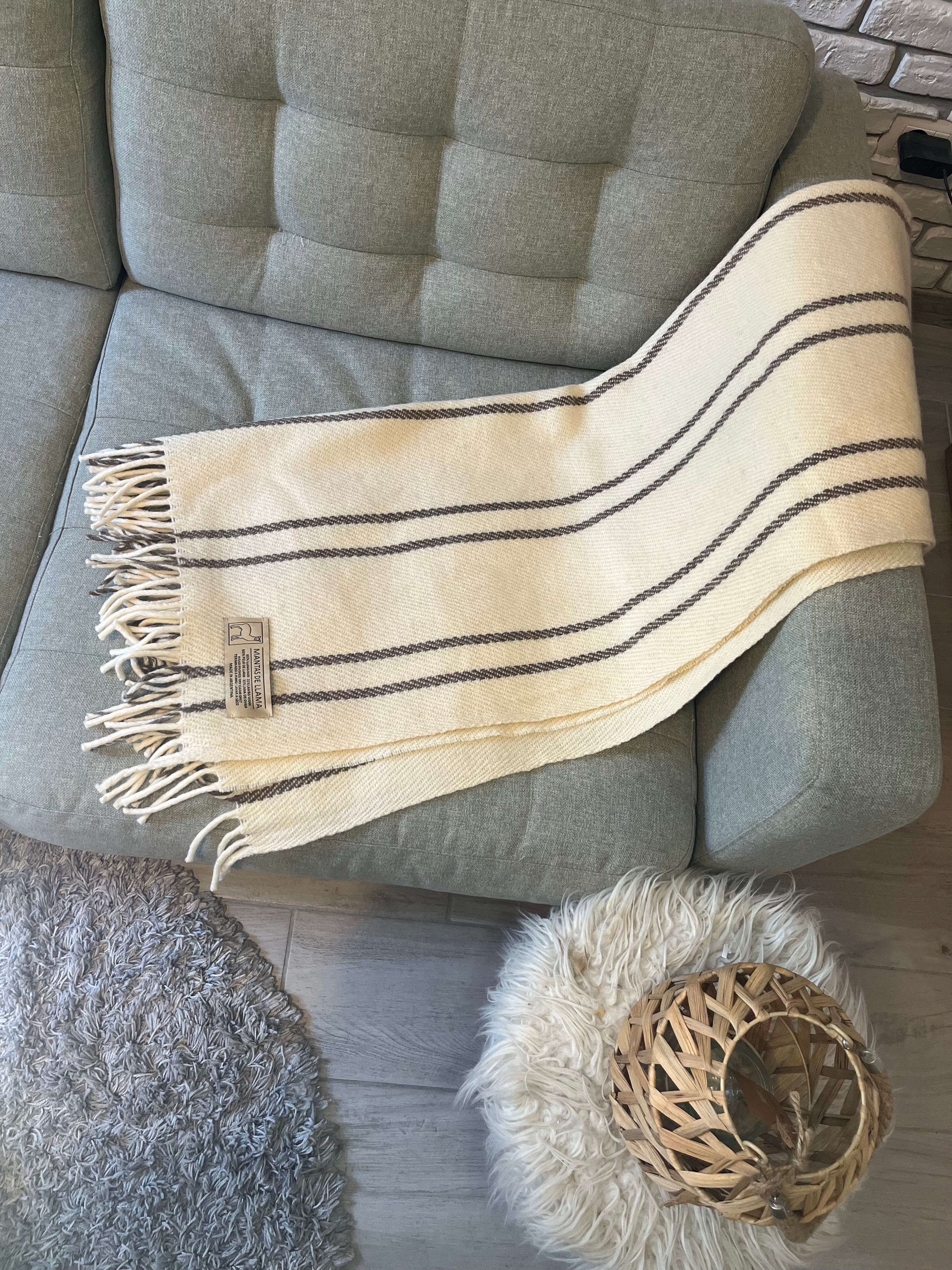 Plaid in lana di Lama a righe