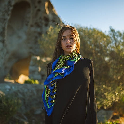 Foulard in seta Linea 'Carte'-Ruota del Pavone