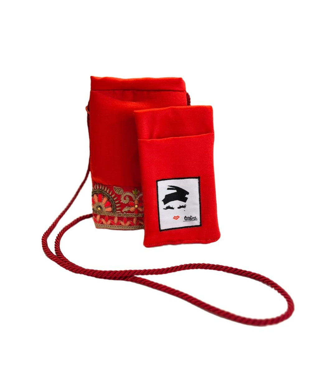 Porta cellulare ricamato/passamaneria