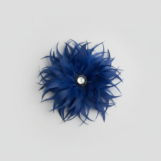 Spilla in piume vere - blu