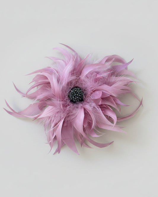Spilla in piume vere - Rosa