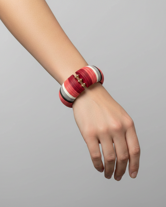 Bracciale verde a cerchio bianco e rosso