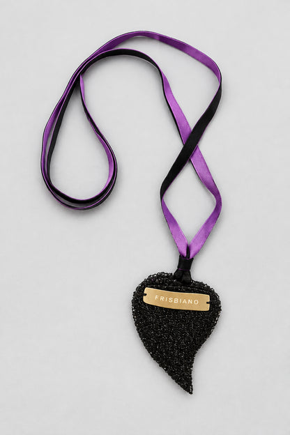 Collana cuore sacro tessuto (laccetto viola