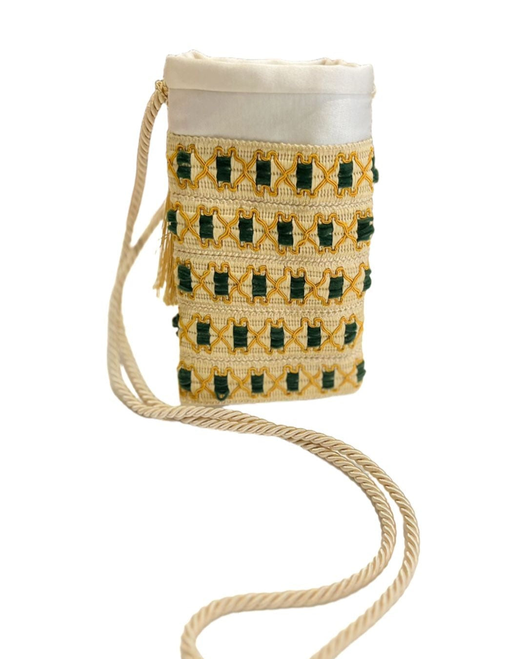 Porta cellulare ricamato/passamaneria