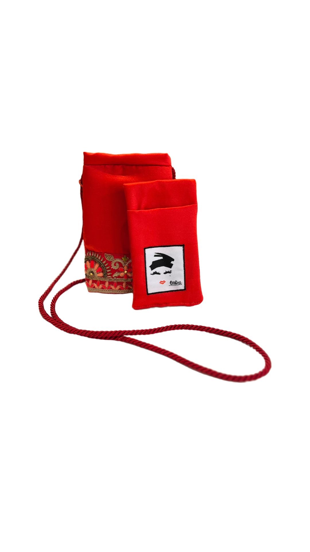 Porta cellulare ricamato/passamaneria