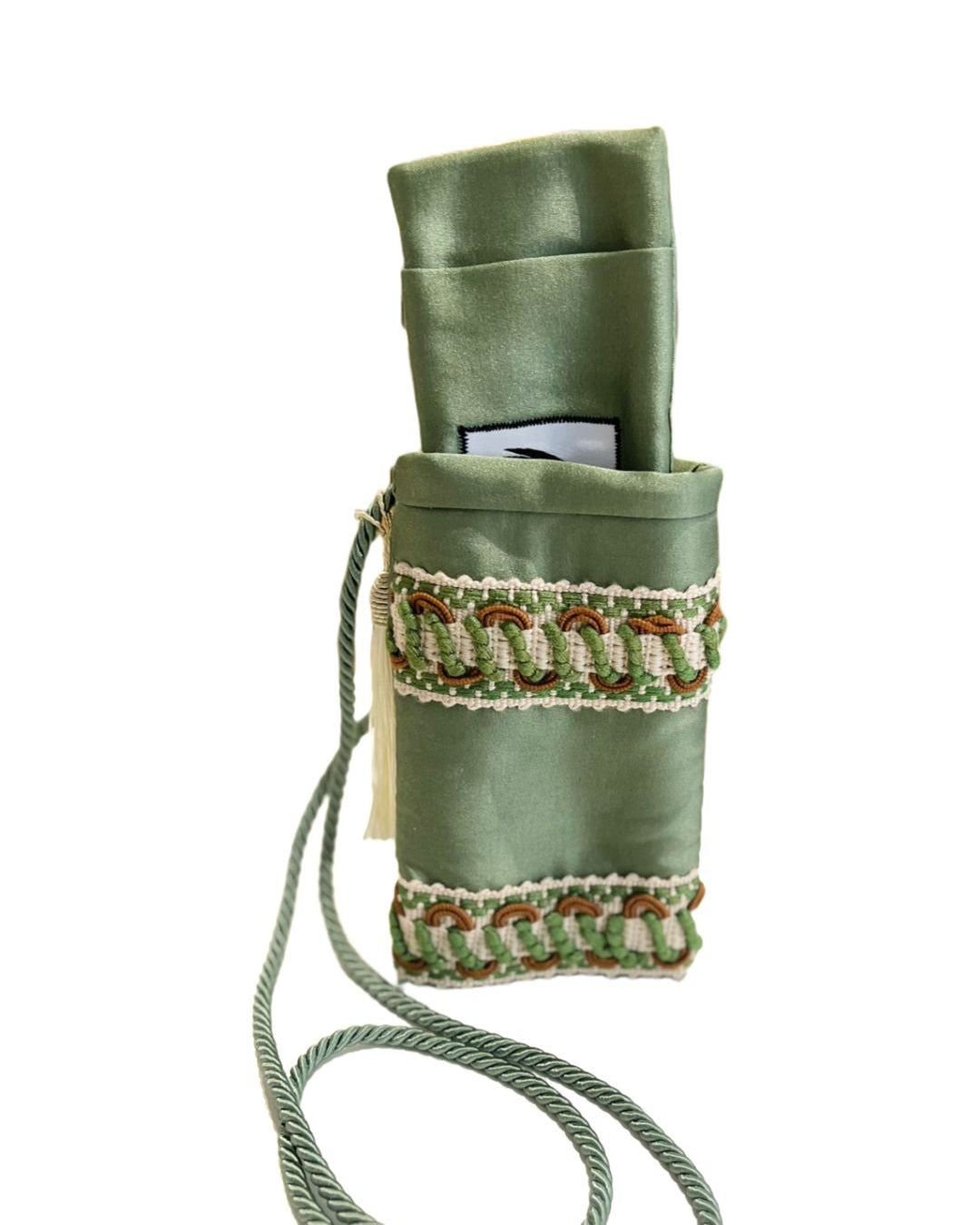 Porta cellulare ricamato/passamaneria