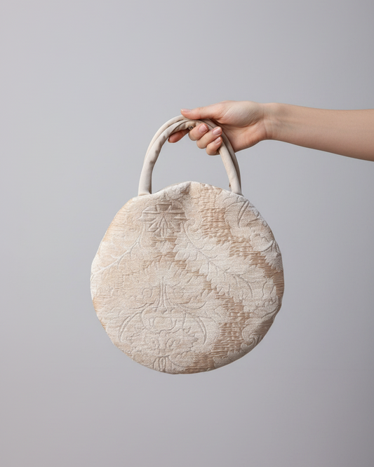 Borsa Baloon in tessuto di damasco chiaro