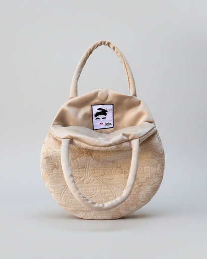Borsa Baloon in tessuto di damasco chiaro