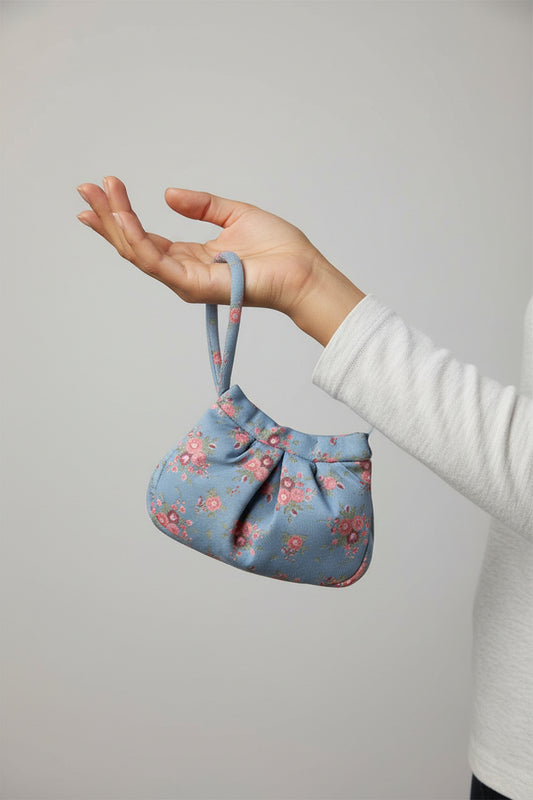 Borsa 'Bignè' small - azzurra fiori