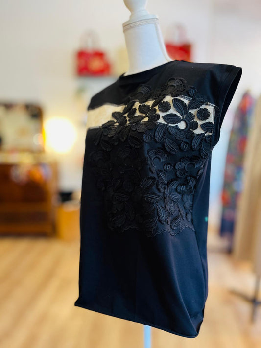 Maglia canotta Z1 con ricami neri