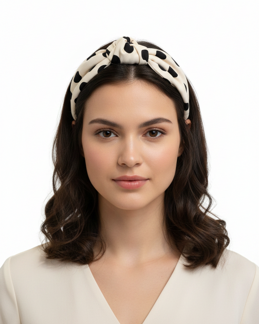 Cerchietto per capelli con nodo pois (colori vari)