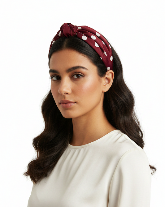 Cerchietto per capelli con nodo pois (colori vari)