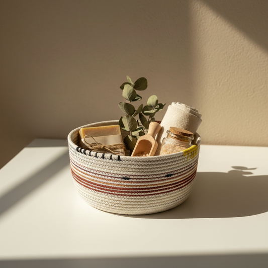 Rope and Embroidery Basket (large)