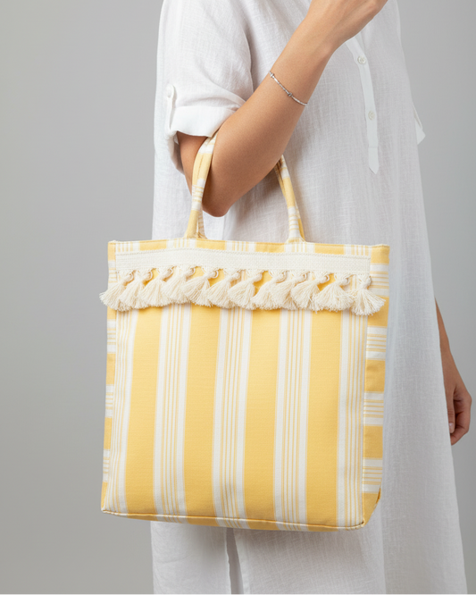 Shopper 2 manici  in cotone a righe