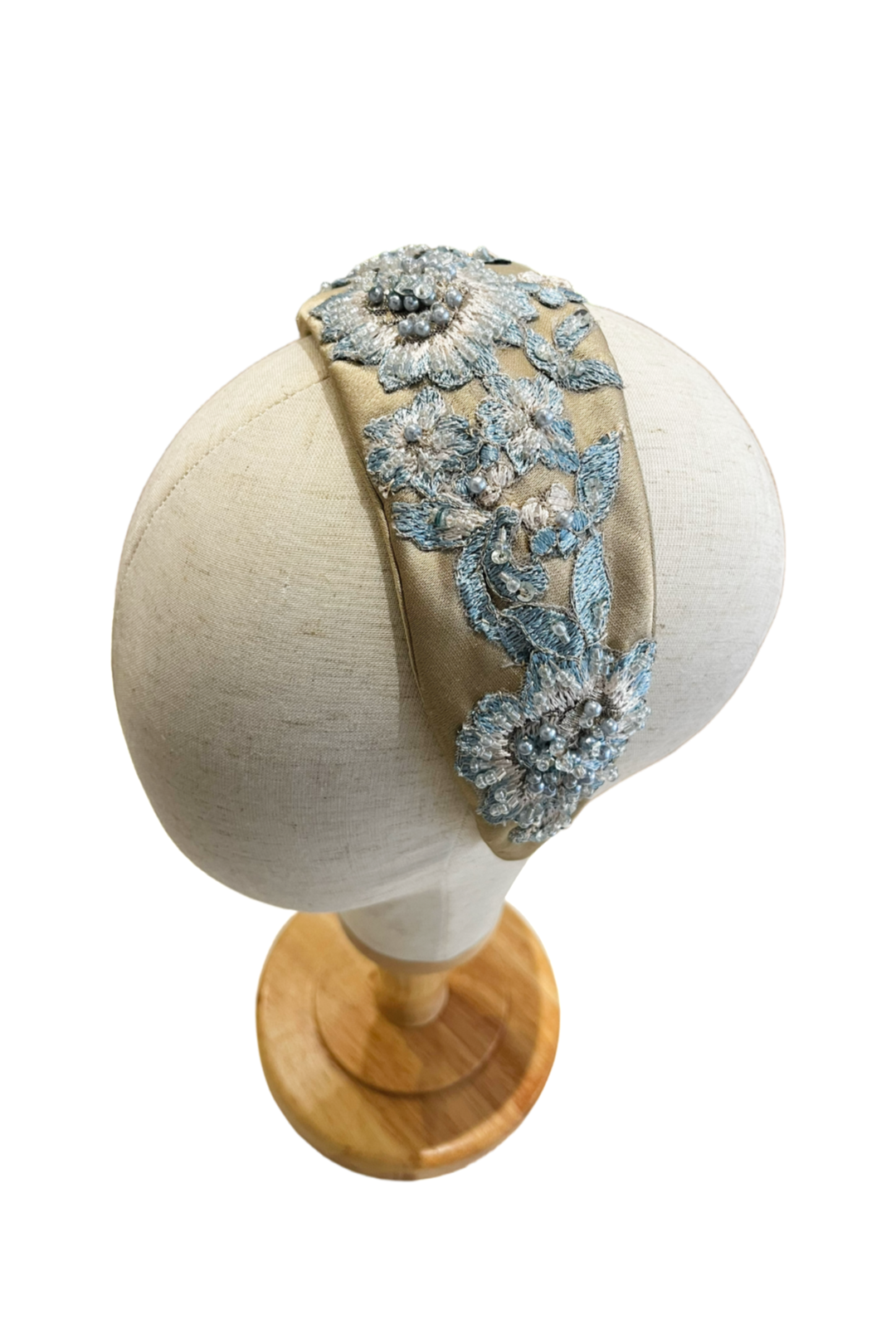 Embroidered/Beaded Hairband - Blue