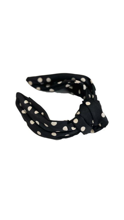 Cerchietto per capelli con nodo pois (colori vari)
