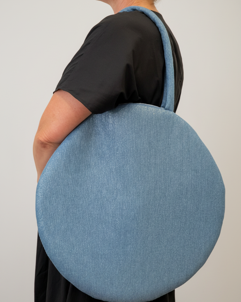 Borsa 'Cerchio' in tessuto azzurro