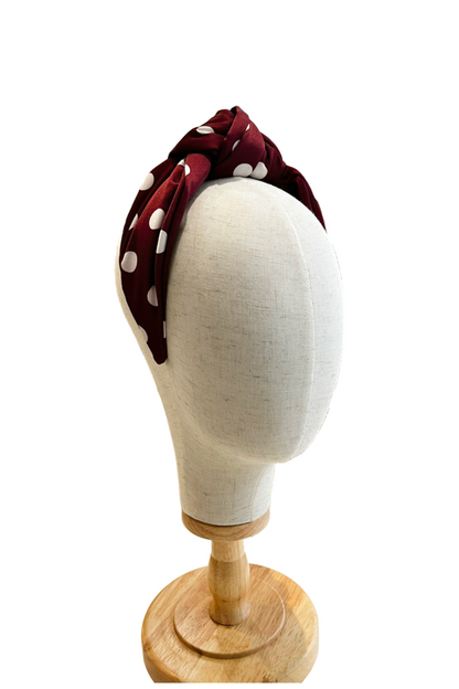 Cerchietto per capelli con nodo pois (colori vari)