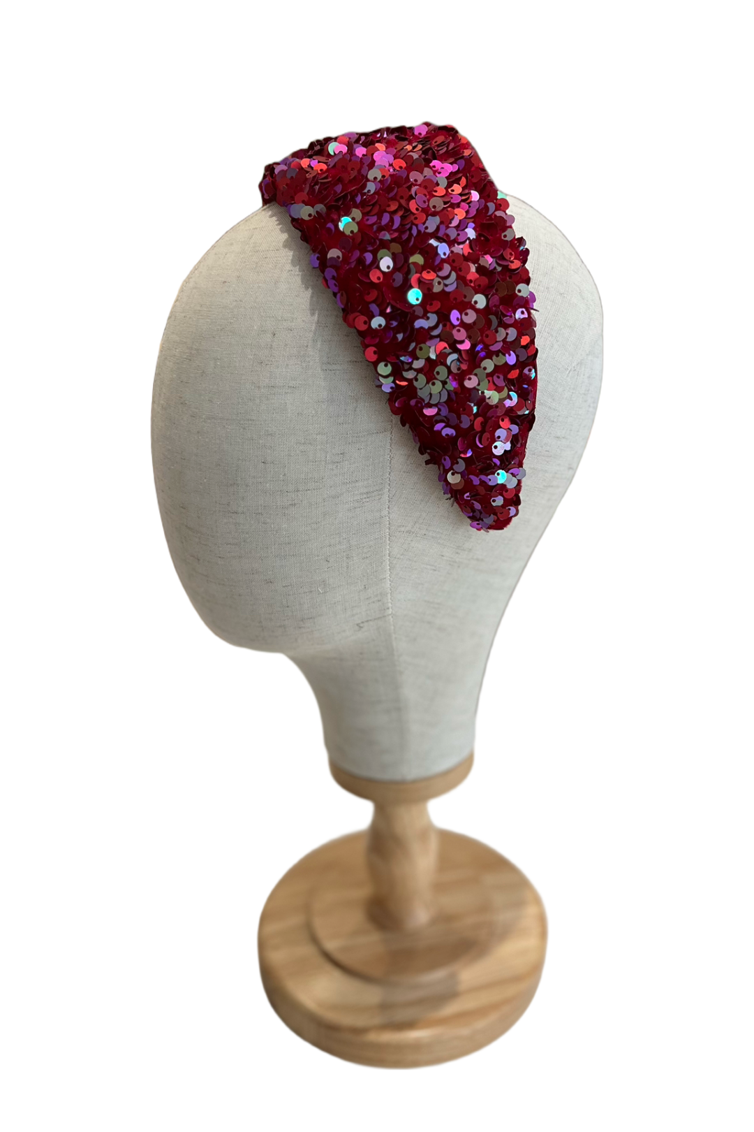 Cerchietto per capelli ricamato/pailletes-Rosso