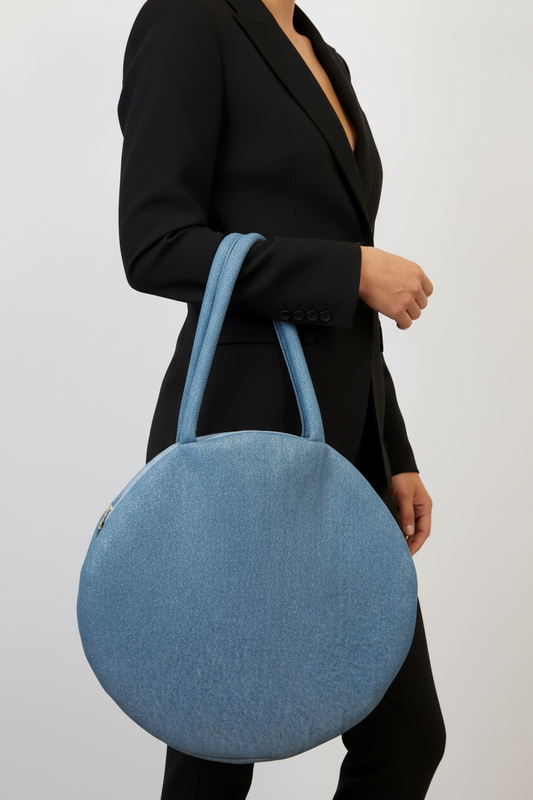 Borsa 'Cerchio' in tessuto azzurro