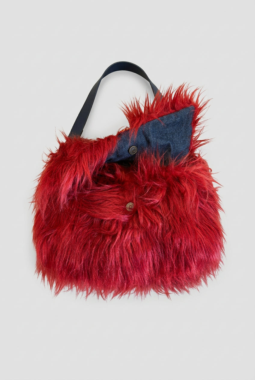 Borsa 'Mamuthones"  in pelo e manico in pelle