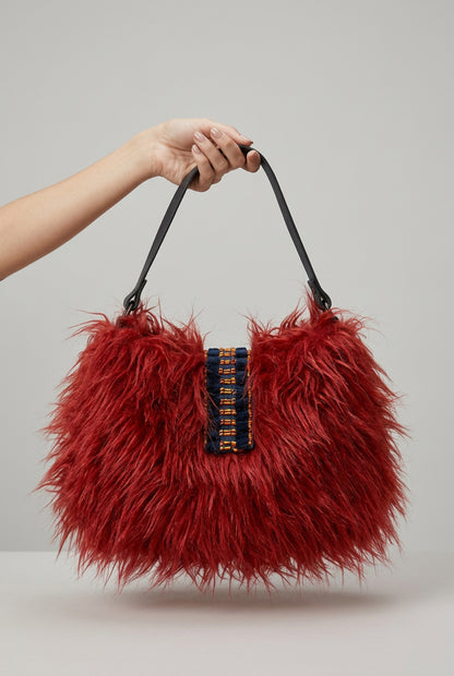 Borsa 'Mamuthones"  in pelo e manico in pelle