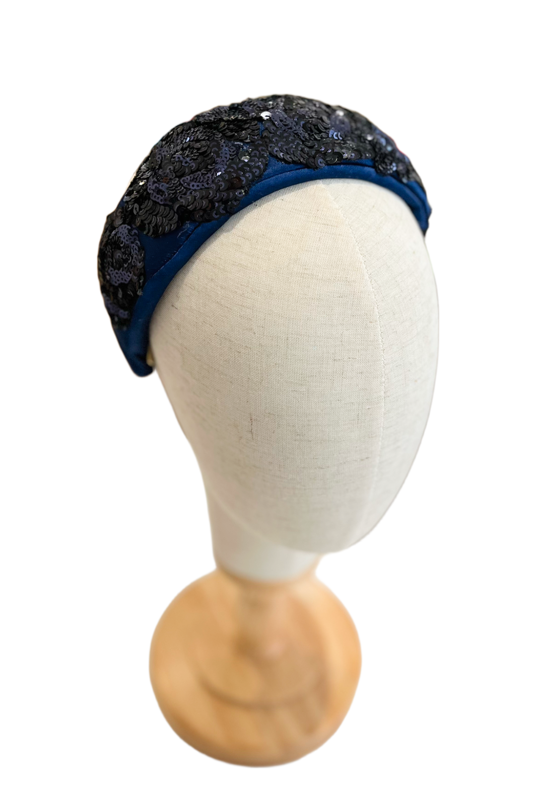 Cerchietto per capelli ricamato/pailletes- Blue