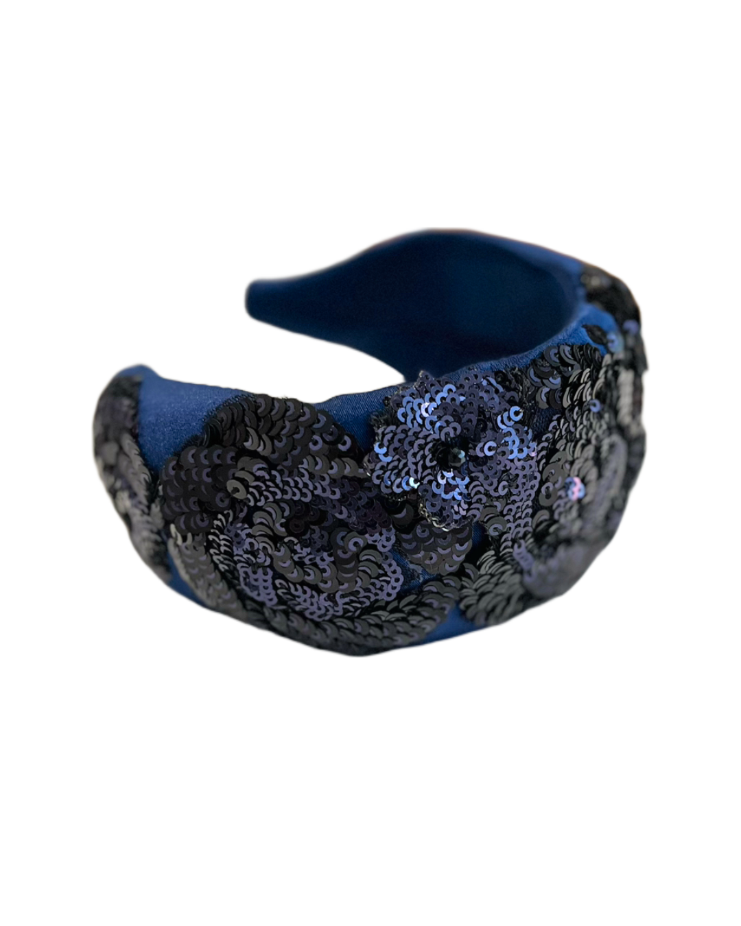 Cerchietto per capelli ricamato/pailletes- Blue