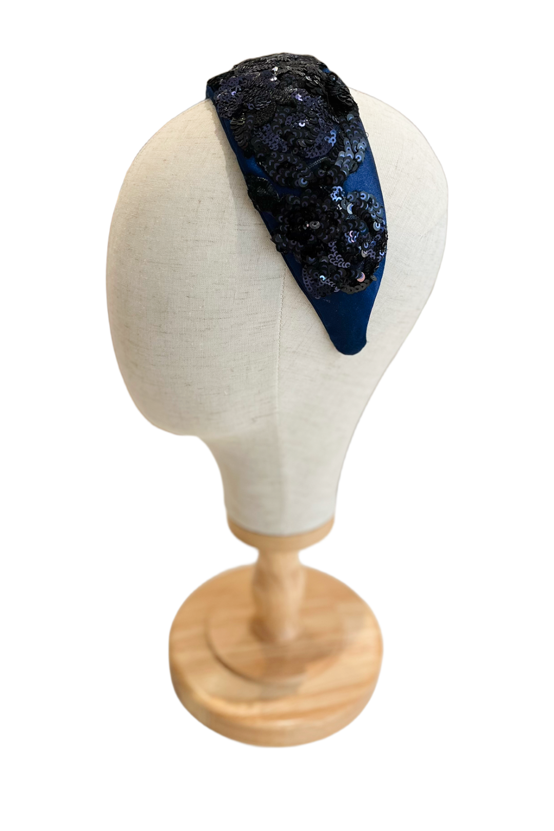 Cerchietto per capelli ricamato/pailletes- Blue