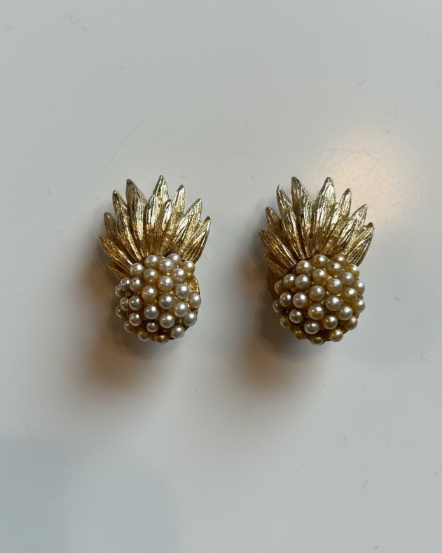 Orecchino vintage anni 50' con metallo e perline
