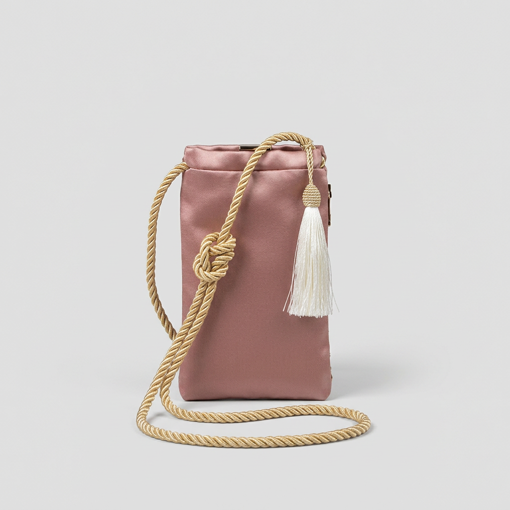 Porta cellulare rosa ricamato