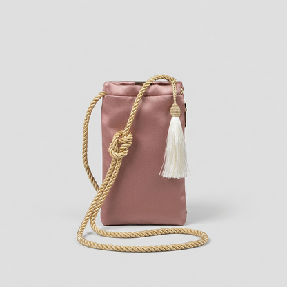Porta cellulare rosa ricamato