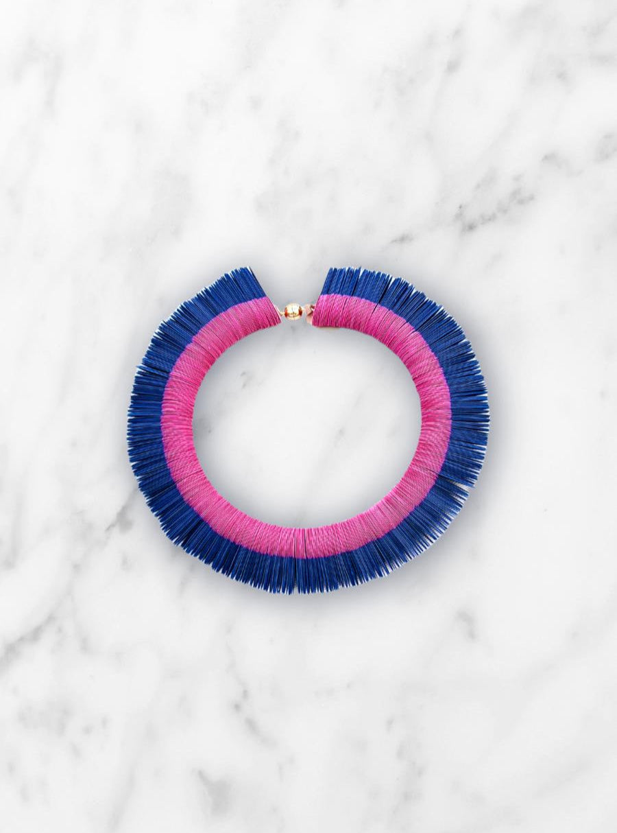 Collana girocollo Fucxia e Blu