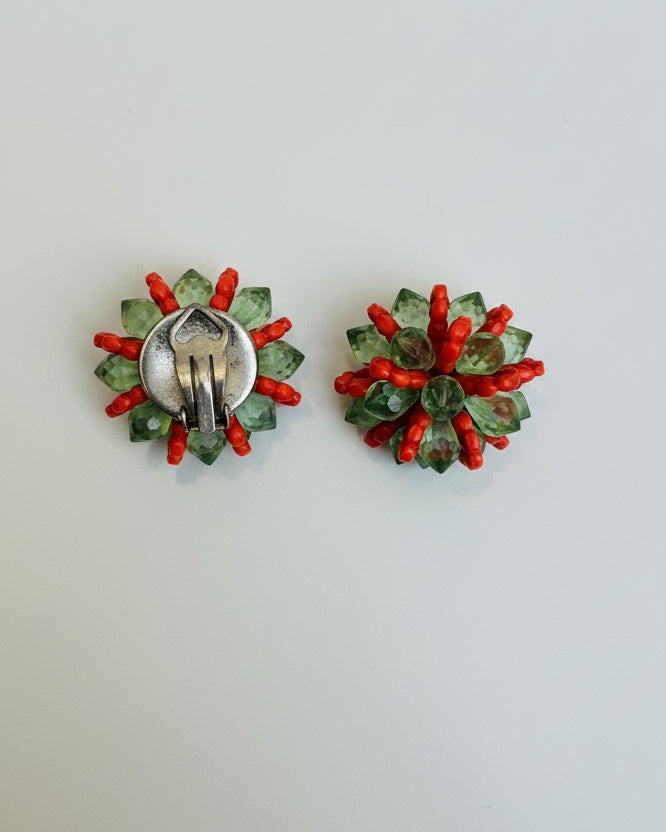 Orecchino vintage rosso/verdi