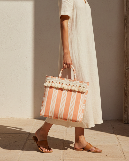 Shopper 2 manici  in cotone a righe