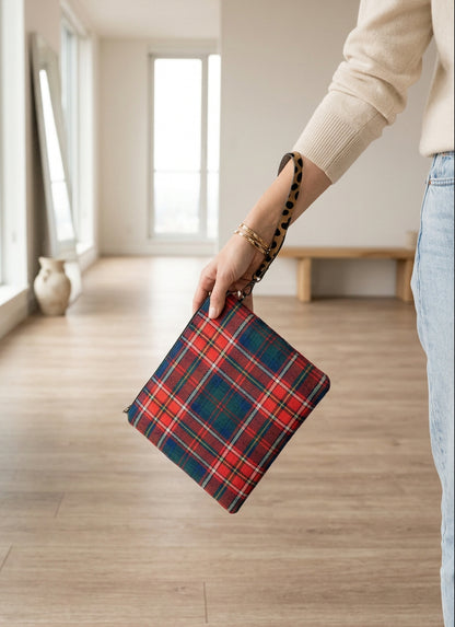 Pochette in tessuto motivo  tartan