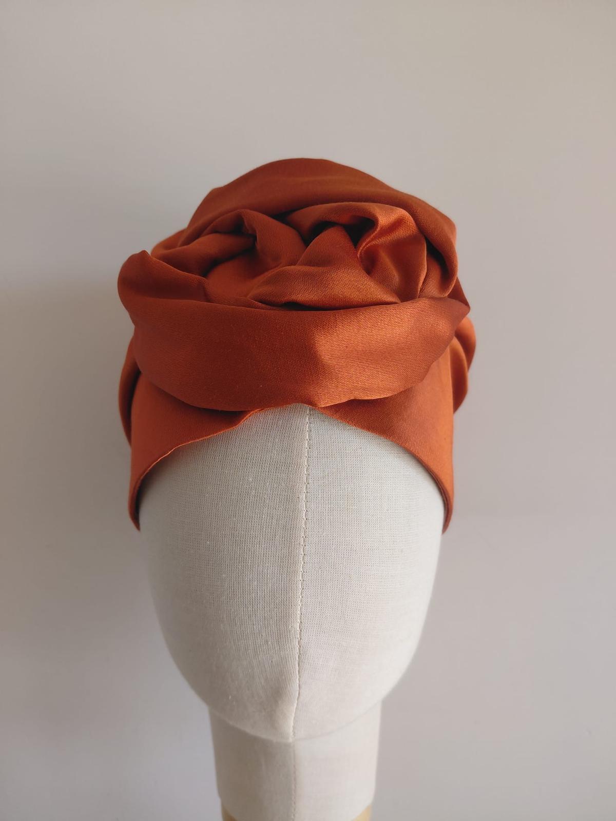 Turbante Camelia  (rosa, giallo, ruggine)
