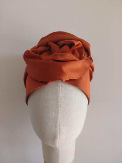 Turbante Camelia  (rosa, giallo, ruggine)