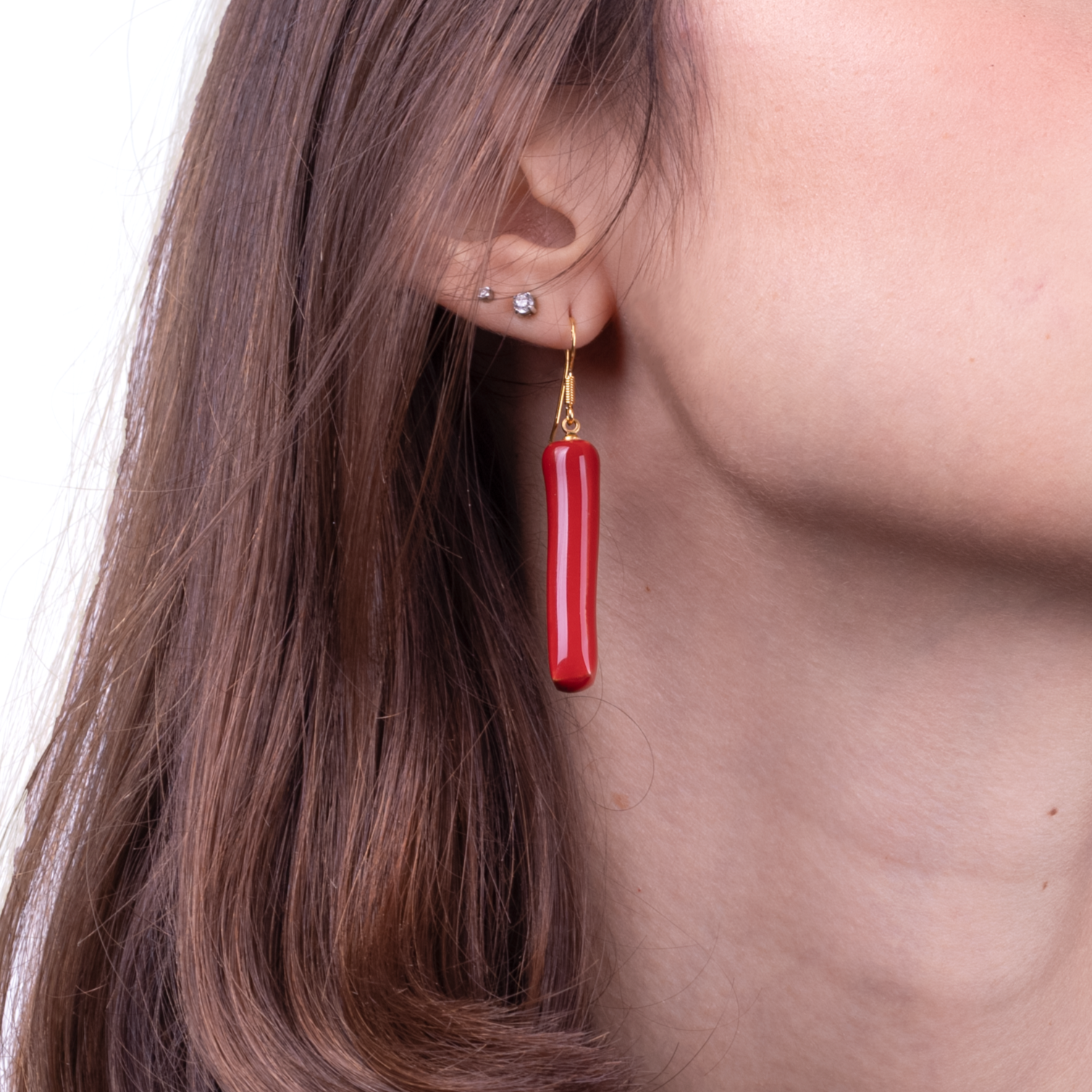 Earrings in ceramic and gold